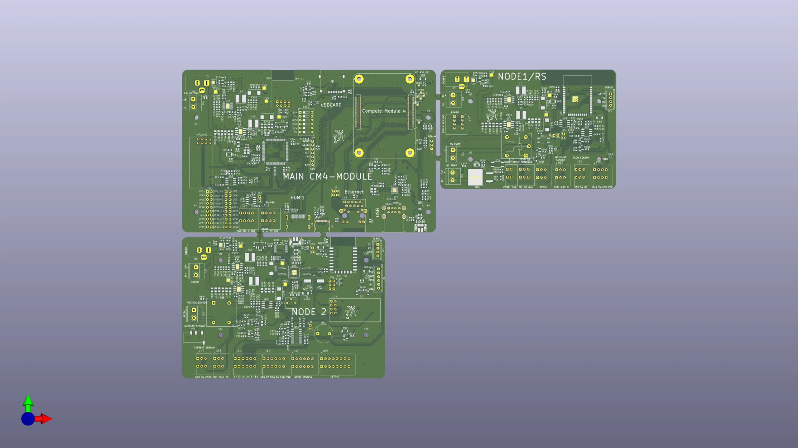 Squared system layout, CAD render
